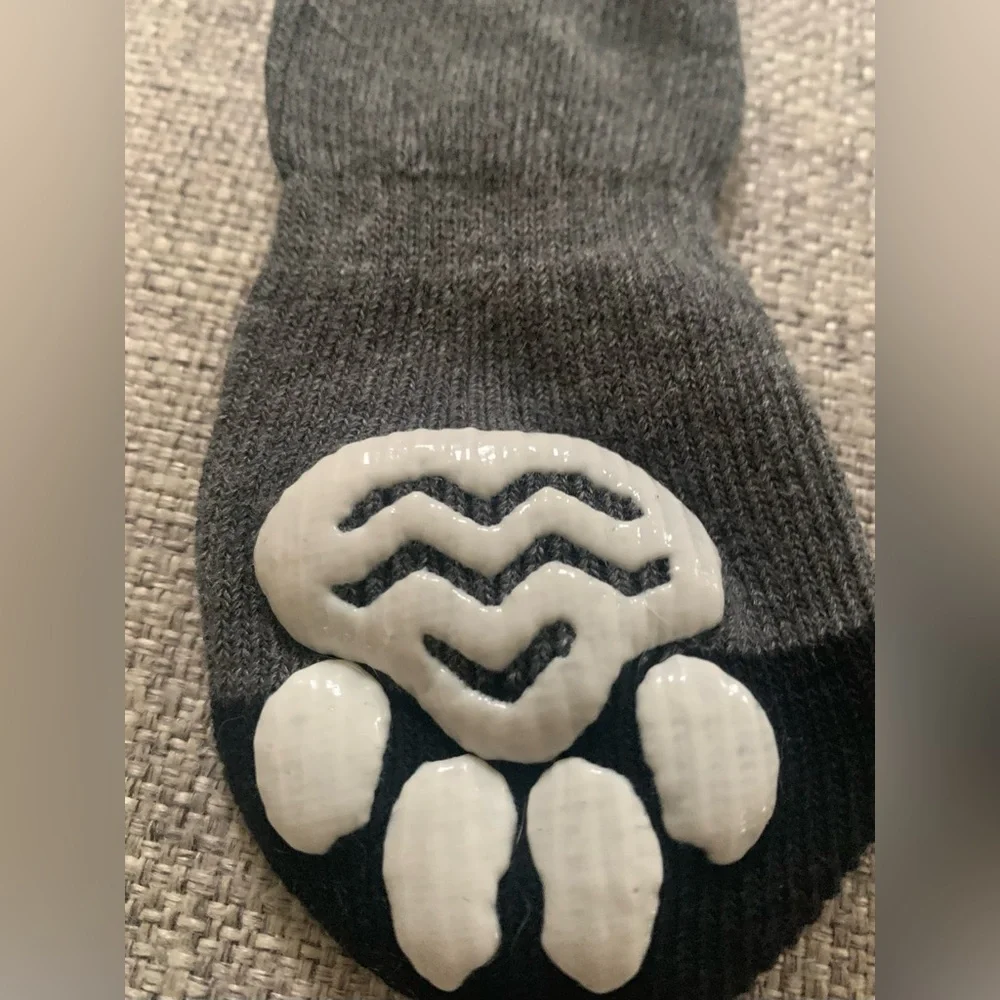 Gray & Black Dog Socks with Paw Protection